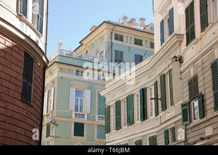 In Genua, Italien, - Am 04/01/2018 - Wunderschöne Paläste wie Rolli in der Via Garibaldi an Genua, Italien Stockfoto