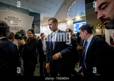 König Felipe VI. von Spanien auf dem Weltwirtschaftsforum in Davos. Stockfoto