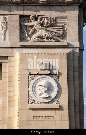 Der Arcul de Triumf oder Triumphbogen, Ferdinand I. von Rumänien, Bukarest, Rumänien Stockfoto