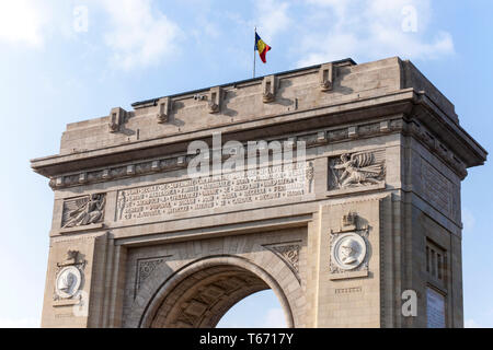 Der Arcul de Triumf oder Triumphbogen, Bukarest, Rumänien Stockfoto