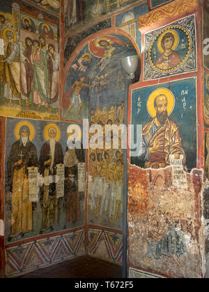 Fresken an den Wänden der Kirche Panagia Phorviotissa, Todos Berge, Zypern Stockfoto