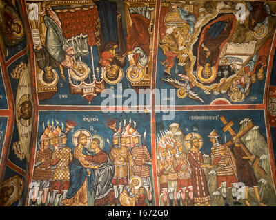 Fresken an den Wänden der Kirche Panagia Phorviotissa, Todos Berge, Zypern Stockfoto