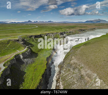 Gullfoss (goldener Wasserfall) Island Stockfoto