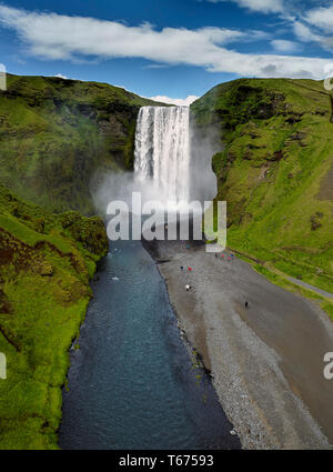 Wasserfall Skogafoss, South Coast, Island Stockfoto