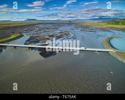 Markarfljotsbru markarfljot Fluß, Brücke, South Coast, Island Stockfoto
