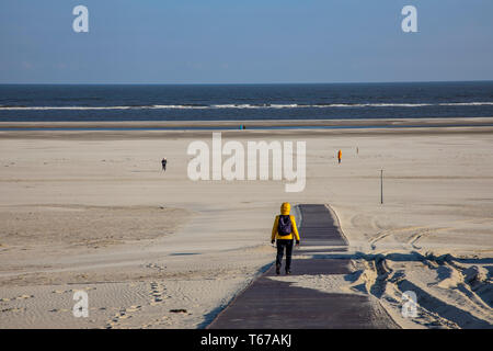 Nordsee Insel Juist, Ostfriesland, Holz- Promenade zum Strand, Niedersachsen, Deutschland, Stockfoto