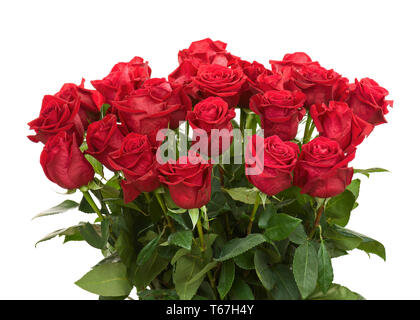 Bunter Blumenstrauß aus roten Rosen auf Isolierte Stockfoto