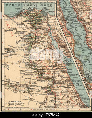 Ägypten vor dem ersten Katarakt Neue Tabelle Atlas A.F. Marcks St. Petersburg, 1910 Stockfoto