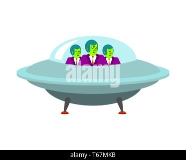 Aliens in ufo Raumschiff. Grüne humanoid Invasion Stock Vektor