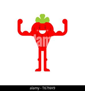 Starke Erdbeere. Leistungsfähige Obst. Gesundes Essen. Vektor Cartoon Illustration Stock Vektor