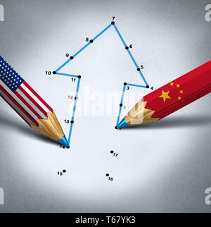 United States China Partnerschaft und Global Business Connection erfolg Wirtschafts- und Handelsabkommen oder finanziellen Vertrag und Industrie Partnerschaft. Stockfoto