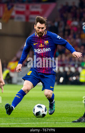 MADRID - APR 21: Lionel Messi spielt an der Copa del Rey Finale zwischen dem FC Sevilla und FC Barcelona im Wanda Metropolitano Stadion am 21. April, 20. Stockfoto