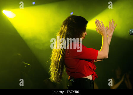 BARCELONA - 10. Mai: Solea Morente (flamenco Sänger) führt im Konzert an Apolo Stufe am 10. Mai 2018 in Barcelona, Spanien. Stockfoto