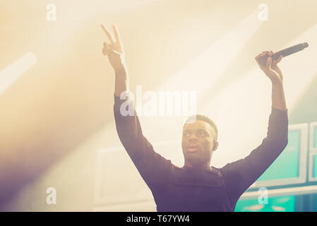 BARCELONA - 31. Mai: Vince Heftklammern (rap Band) führen Sie im Konzert an Primavera Sound Festival am 31. Mai in Barcelona, Spanien 2018. Stockfoto