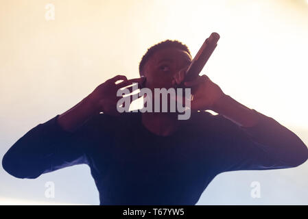 BARCELONA - 31. Mai: Vince Heftklammern (rap Band) führen Sie im Konzert an Primavera Sound Festival am 31. Mai in Barcelona, Spanien 2018. Stockfoto