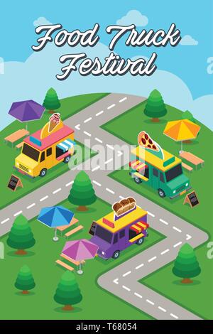 Eine Vektor-Illustration von Street Food Truck Festival Plakat Stock Vektor