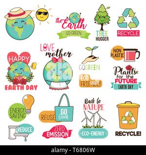 Ein Vektor Abbildung: Rette die Erde Happy Earth Day Cliparts Stock Vektor
