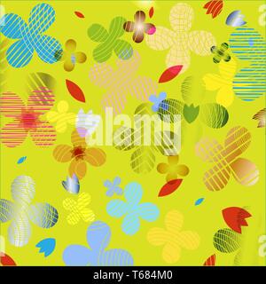 Abstrakte Blumenmuster in hellen bunten Farben.. Ideal für Textilien, Verpackung, Papier drucken, einfache Hintergründe und Texturen. Stock Vektor