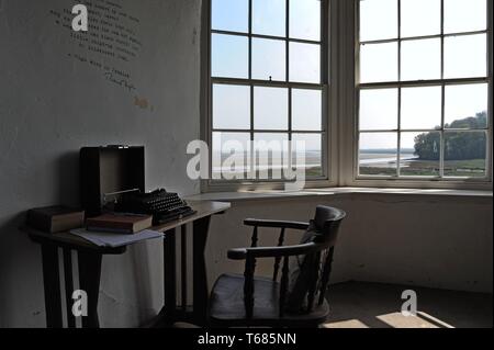 Der Pavillon in Laugharne Schloss, Carmarthenshire, West Wales, wo Dylan Thomas einige seiner Werke schrieb Stockfoto