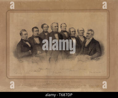 Us-Präsident Zachary Taylor und seinem Kabinett, auf Stein von Davignon & Hoffmann, Gedruckt von Nagel & Weingaertner, N.Y., 1849 gezeichnet Stockfoto