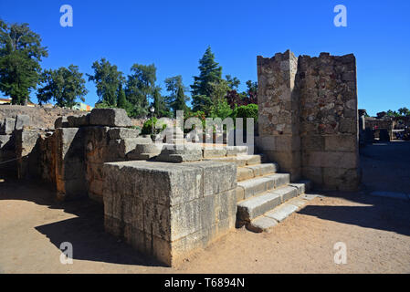 Das römische Theater von Merida, in den Jahren 16 bis 15 v. Chr. und durch den Konsul Vipsanius Agrippa in der römischen Stadt Emerita Augusta gefördert gebaut, Capi Stockfoto