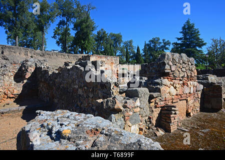 Das römische Theater von Merida, in den Jahren 16 bis 15 v. Chr. und durch den Konsul Vipsanius Agrippa in der römischen Stadt Emerita Augusta gefördert gebaut, Capi Stockfoto