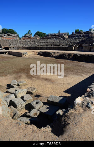 Das Amphitheater von Merida (Anfiteatro de Merida) ist eine Burgruine römische Amphitheater in die römische Kolonie Emerita Augusta, das heutige Mérida gelegen, Stockfoto