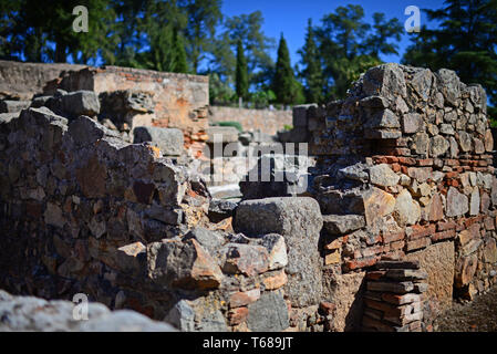 Das römische Theater von Merida, in den Jahren 16 bis 15 v. Chr. und durch den Konsul Vipsanius Agrippa in der römischen Stadt Emerita Augusta gefördert gebaut, Capi Stockfoto