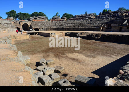 Das Amphitheater von Merida (Anfiteatro de Merida) ist eine Burgruine römische Amphitheater in die römische Kolonie Emerita Augusta, das heutige Mérida gelegen, Stockfoto