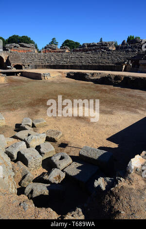 Das Amphitheater von Merida (Anfiteatro de Merida) ist eine Burgruine römische Amphitheater in die römische Kolonie Emerita Augusta, das heutige Mérida gelegen, Stockfoto