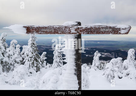 Winter im Nationalpark Harz, Brocken, Deutschland Stockfoto