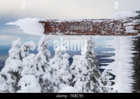 Winter im Nationalpark Harz, Brocken, Deutschland Stockfoto