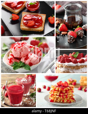 Sammlung von köstliche Erdbeere Desserts Stockfoto