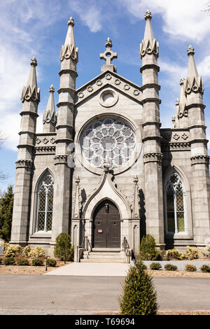 Bigelow Chapel auf dem Mount Auburn Cemetery in Cambridge, Massachusetts, USA. Stockfoto