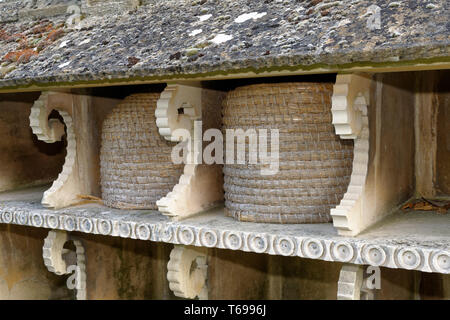 Cotswold Stone Biene Zuflucht in der Kirche Hof in Hartpury, Gloucestershire, VEREINIGTES KÖNIGREICH Stockfoto