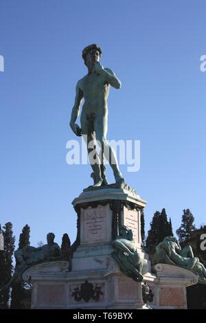 Florenz, Piazzale Michelangelo, bronze Replik von David Stockfoto