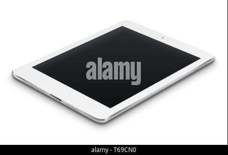 Realistische Tablet Computer mit schwarzen Bildschirm. Stockfoto