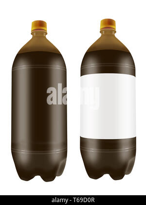 Zwei Liter Bier in Plastikflaschen. Stockfoto
