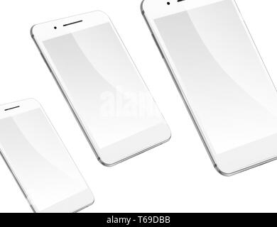 Mobile Smartphones auf Weiß isoliert. Stockfoto