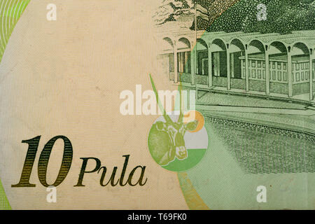 Detail von 10 Botswana Pula Banknote Stockfoto