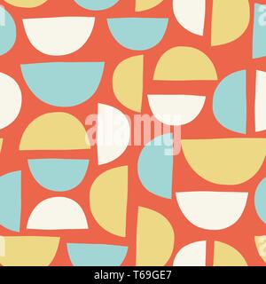 Abstrakte Hand gezeichnet Halbkreise nahtlose Vektor Hintergrund orange blau gelb weiss Stock Vektor