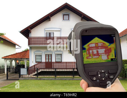 Wärmebild des Hauses Stockfoto