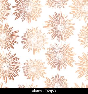 Kupferfolie Aster Dahlia Blumen elegante nahtlose Vektor Muster. Metallische Rose gold glänzend floral background. Hand weibliche Kunst für Web Banner erstellt Stock Vektor