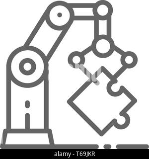 Roboterhand Manipulator, industriellen mechanischen Arm Symbol Leitung. Stock Vektor