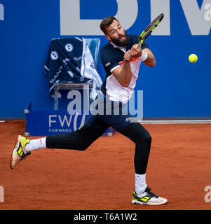 München, Deutschland. 30 Apr, 2019. Tennis: ATP-Tour - München, single, Männer, Runde 1: Paire (Frankreich) - schwartzman (Argentinien). Benoit Paire in Aktion. Credit: Sven Hoppe/dpa/Alamy leben Nachrichten Stockfoto