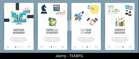 Vektor einrichten der vertikalen Web Banner mit Erfolg Geschäfts-, Ertrags- Strategie, Erfolg und Wachstum Erfolg. Vektor banner Vorlage für die Website ein Stock Vektor