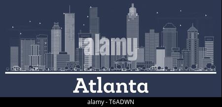 Umrisse Atlanta Georgia City Skyline mit weißen Gebäuden. Vector Illustration. Business Travel und Konzept mit moderner Architektur. Atlanta USA Stadt Stock Vektor