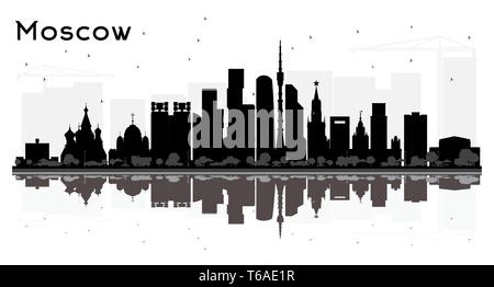 Moskau Russland Skyline der Stadt Silhouette mit schwarzen Gebäude isoliert auf Weiss. Vector Illustration. Einfache flache Konzept für Tourismus Präsentation. Stock Vektor