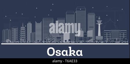 Übersicht Osaka Japan Skyline der Stadt mit weißen Gebäuden. Vector Illustration. Business Travel und Konzept mit moderner Architektur. Osaka Stadtbild. Stock Vektor