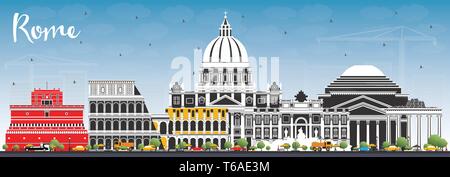Rom Italien Skyline der Stadt mit Gebäuden und blauer Himmel. Vector Illustration. Business Travel und Konzept mit historischer Architektur. Rom Stadtbild. Stock Vektor
